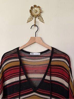 Zara Women's V-Neck Swim Coverup in Red, Black & Mustard